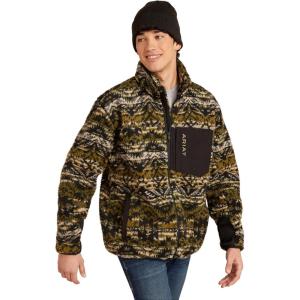 ARIAT Men’s Mammoth Sweater, Carafe Southwest(Olive Leaf)