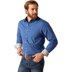 ARIAT Men’s Maxwell Stretch Modern Fit Shirt(Blue)