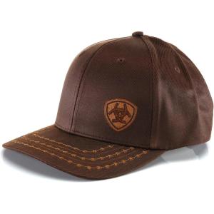 ARIAT Men’s Oilskin Corner Logo Cap, Brown, One Size