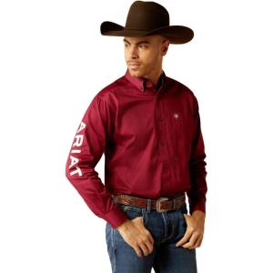 ARIAT Men’s Pro Series Classic Fit Shirt(Dark Red/White)