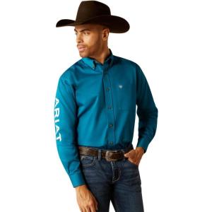 ARIAT Men’s Pro Series Classic Fit Shirt(Dark Teal/White)