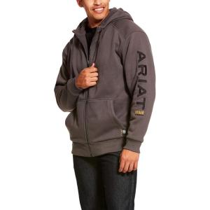 ARIAT Men’s Rebar All-Weather Full Zip Hoodie(Rebar_gray)