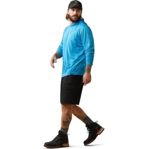 ARIAT Mens Rebar Evolution Hooded Sun Shirt(Scuba Blue)