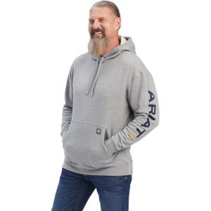 ARIAT Men’s Rebar Graphic Hoodie(Heather Grey/Deep Ultramarine)