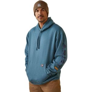 ARIAT Men’s Rebar Graphic Hoodie(Indian Teal Heather)