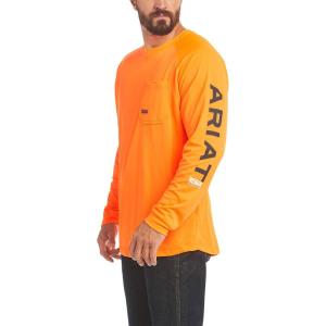 ARIAT Mens Rebar Heat Fighter Long Sleeve T-Shirt(Neon Orange)