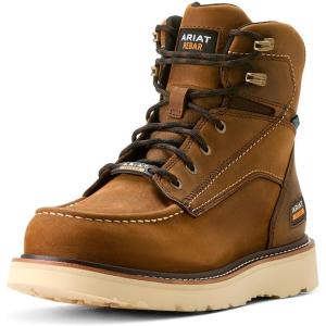 ARIAT Men’s Rebar Wedge Moc 6″ Waterproof Composite Toe Work Boot Western(Distressed Brown)