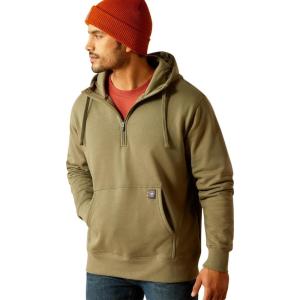 ARIAT Men’s Rebar Workman 1/4 Zip Hoodie(Deep Lichen)