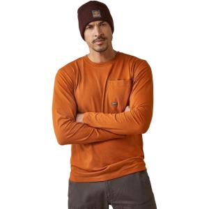 ARIAT Mens Rebar Workman Logo Long Sleeve Crew(Carmel Cafe)
