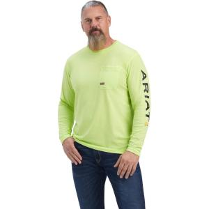 ARIAT Mens Rebar Workman Logo Long Sleeve Crew(Safety Yellow/ Black)