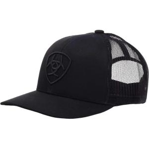 ARIAT Men’s Shield Logo Cap, Adjustable Snap-Back Closure(Black)