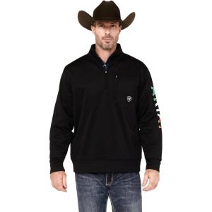 ARIAT Men’s Team Logo 1/4 Zip Sweatshirt(Black)