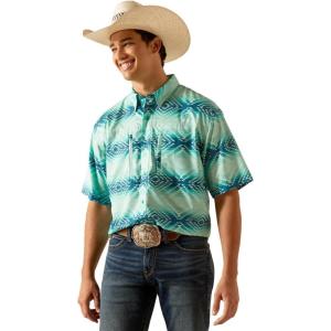 ARIAT Men’s Venttek Newsboy Blue Shirt Blue(Bleached Aqua)