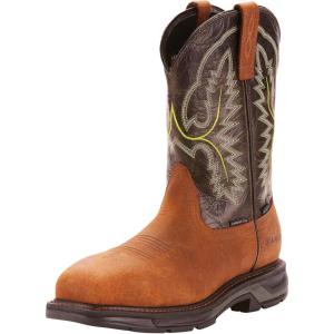 ARIAT Men’s Workhog Xt Coil Wide Square Toe Carbon Toe Work Boot(Tumbled Bark/Dark Forest)