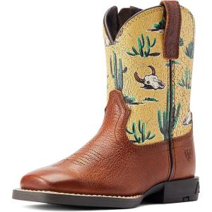 ARIAT Unisex-Child Round Up Wide Square Toe Easy Fit Western Boot(Spiced Cider/Desert Scene)