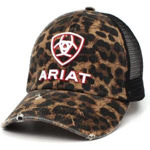 ARIAT Women’s Black Leopard Ponytail Cap with Hook and Loop Closure