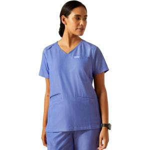 ARIAT Womens Clara 6 Pocket Scrub Top(Royal Blue Heather)
