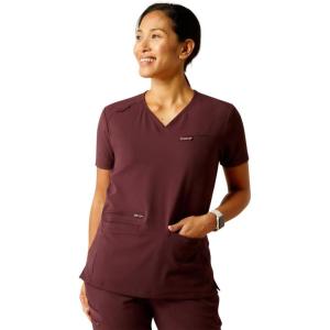 ARIAT Womens Clara 6 Pocket Scrub Top(Winetasting)