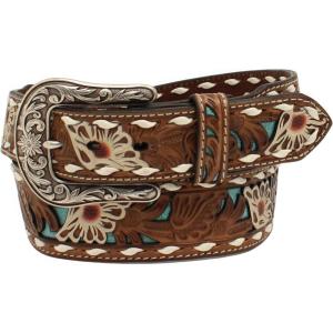 ARIAT Women’s Diamond Inlay Center Pattern Belt(Brown)