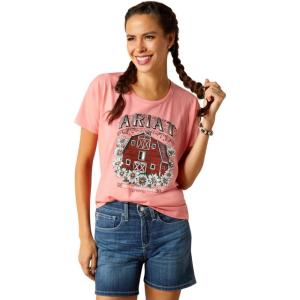 ARIAT Women’s Floral Farm T-Shirt, Coral Heather, X-Large