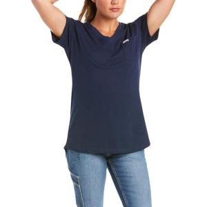 ARIAT Women’s Rebar Cotton Strong V-Neck Top(Navy)