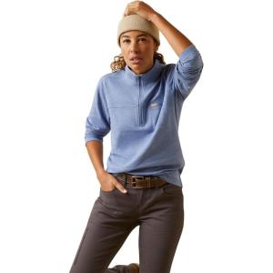 ARIAT Womens Rebar Gridwork Baselayer 1/4 Zip T-Shirt(Colony Blue)