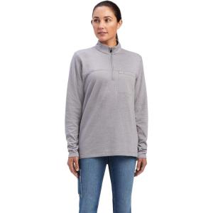ARIAT Womens Rebar Gridwork Baselayer 1/4 Zip T-Shirt(Heather Grey)