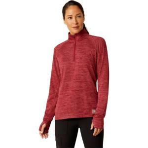 ARIAT Womens Rebar Gridwork Baselayer 1/4 Zip T-Shirt(Tibetan Red)