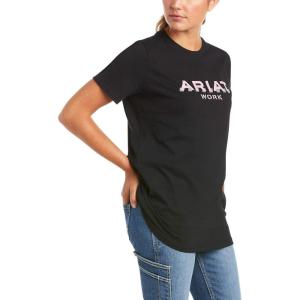 ARIAT Womens WMS Rebar Cotton Strong Logo Ss T-shrt H(Navy)