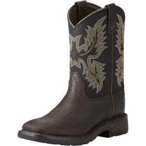 ARIAT WorkHog Wide Square Toe Boys ToddlerYouth Boot(Bruin Brown/Black)