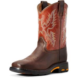 ARIAT WorkHog Wide Square Toe Boys ToddlerYouth Boot(Dark Earth/Brick)