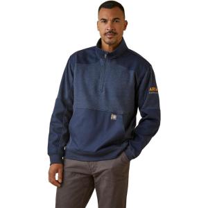 ARIAT mens Rebar Workman Duracanvas 1/4 Zip Sweatshirt(Navy Heather/ Navy)