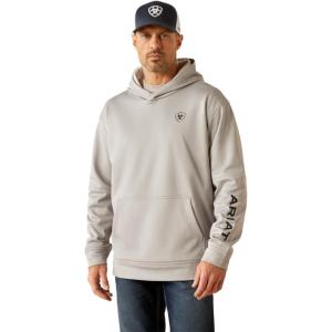 ARIAT mens Tek Fleece 2.0 Camo Pocket Hoodie(Grey Heather)