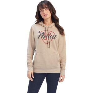 ARIAT mens Wms Real Shield Logo Hood Navy Eclipse(Beige/Khaki)