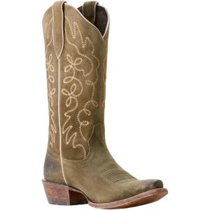ARIAT womens Jukebox Western Boot(Soft Olive Suede)