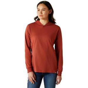 ARIAT womens Rebar Cotton Strong Hooded T-shirt(Barn Red)
