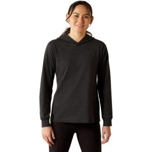 ARIAT womens Rebar Cotton Strong Hooded T-shirt(Charcoal Heather)