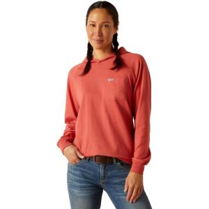 ARIAT womens Rebar Cotton Strong Hooded T-shirt(Mineral Red)