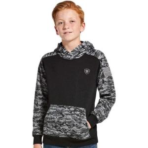Ariat Boys’ Patriot Hoodie(Black Digi Camo)