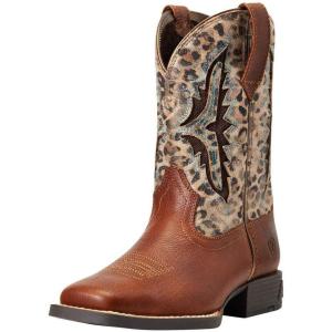 Ariat Children’s Koel Venttek Rust and Daring Indigo Cowboy Boot(Spiced Cider/Metallic Leopard)