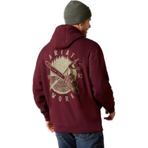 Ariat Men’s Big and Tall REBAR Logo Hoodie(Malbec)