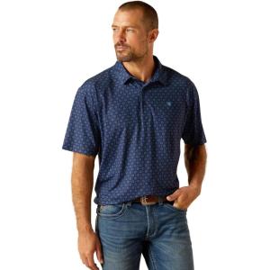 Ariat Mens Blue Mist 360 Airflow Polo(Blue Depths)