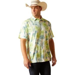 Ariat Mens Blue Mist 360 Airflow Polo(Herbal Garden)
