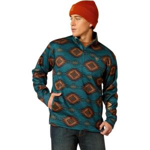 Ariat Men’s Caldwell Logo 1/4 Zip Sweater(Blue Coral Southwest)
