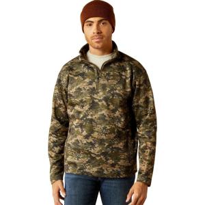Ariat Men’s Caldwell Logo 1/4 Zip Sweater(Green Camo)