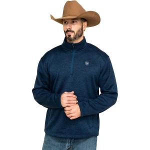 Ariat Men’s Caldwell Logo 1/4 Zip Sweater(Indigo Heather)
