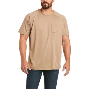 Ariat Mens Rebar Heat Fighter Short Sleeve T-Shirt, Khaki, XX-Large