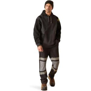 Ariat Men’s Rebar Workman Colorblock Logo Hoodie(Black/Charcoal Heather)