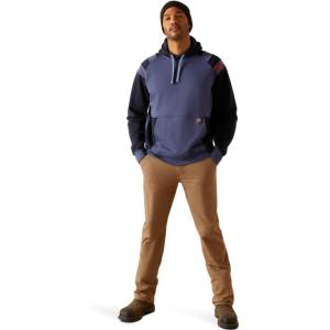 Ariat Men’s Rebar Workman Colorblock Logo Hoodie(Navy Eclipse)