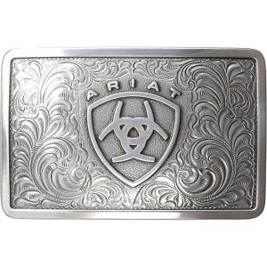 Ariat Men’s Rectangle Filagree Shield Buckle(Silver)